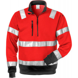 FRISTADS Hi Vis Sweatshirt Met Korte Rits Klasse 3 728 Shv