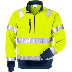 FRISTADS Hi Vis Sweatshirt Met Korte Rits Klasse 3 728 Shv